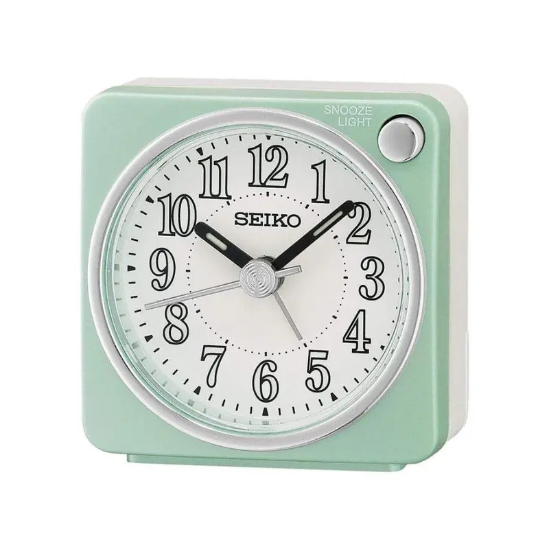 Seiko Qhe185m Green Case With White Dial Alarm Clock 1