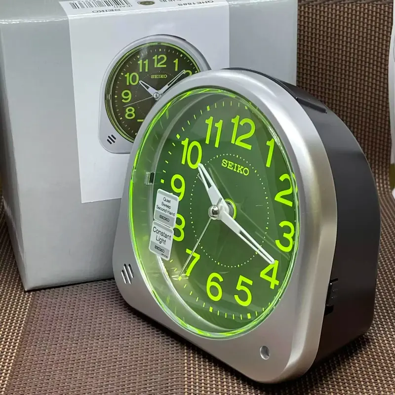 Seiko Qhe188sn Quiet Sweep Auto Constant Light Beep Alarm With Snooze Bed Side Alarm Table Clock 1