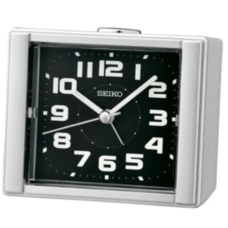 Seiko Qhe189an Silver And Black Bedside Bed Alarm Clock 1
