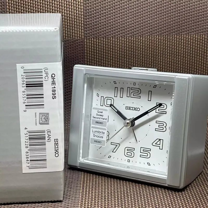 Seiko Qhe189sn Quiet Sweep Snooze Light Lumibrite Metallic Silver Beside Bed Alarm Clock 1
