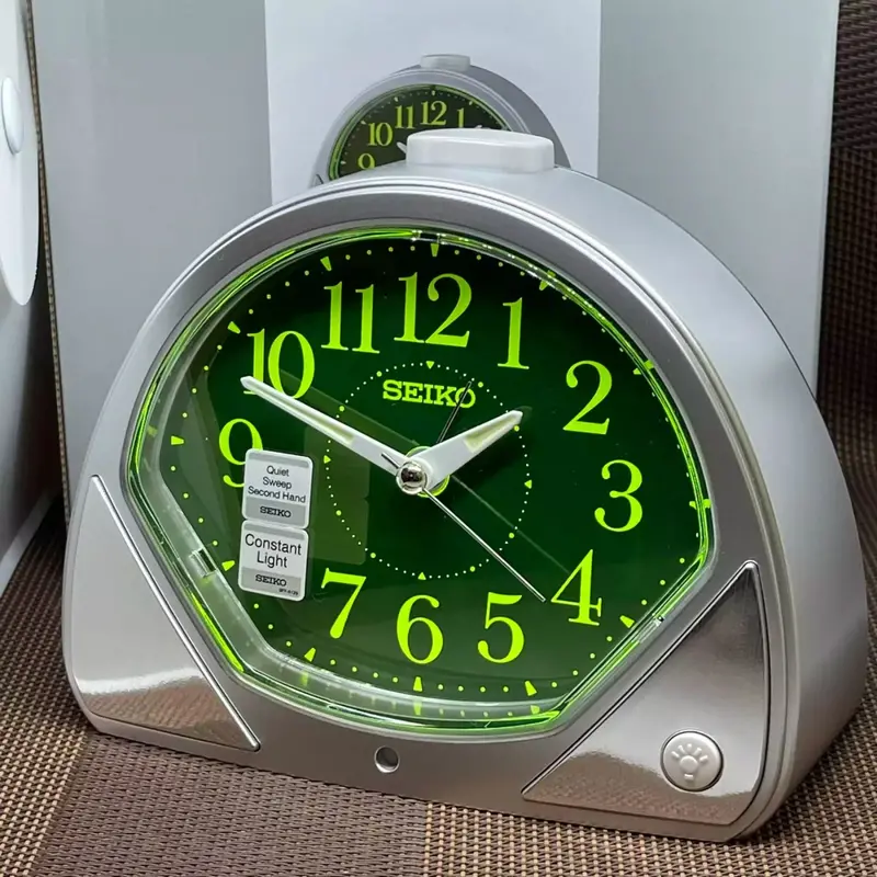 Seiko Qhk057sn Quiet Sweep Constant Light Lumibrite Beside Bed Alarm Clock 1