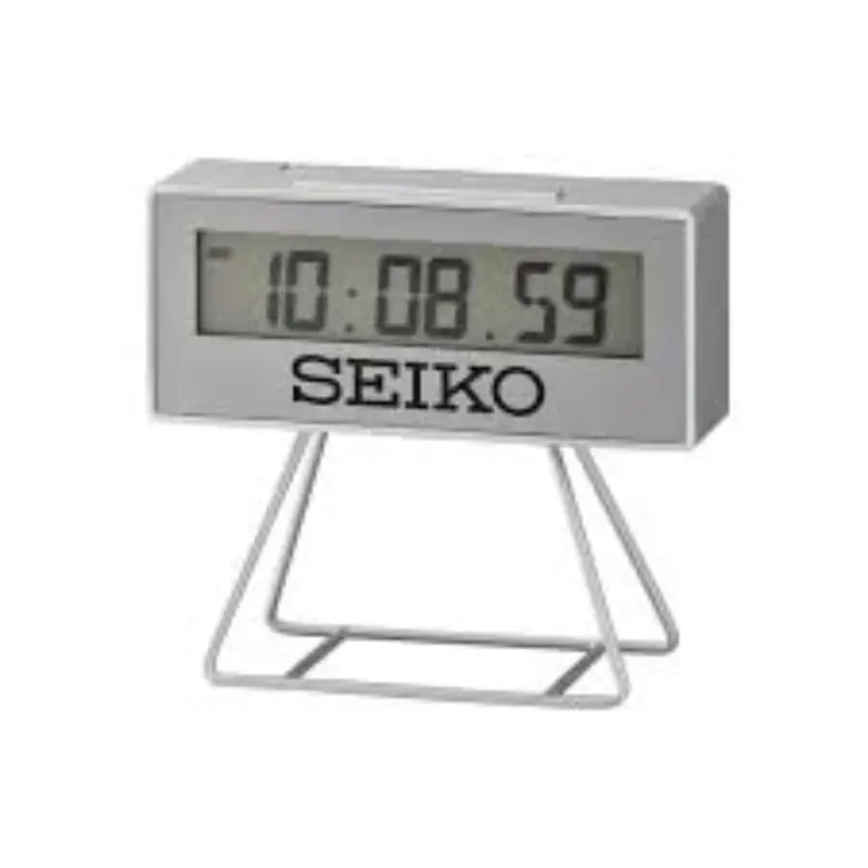 Seiko Qhl087sn Digital Silver Sport Stopwatch Countdown Light Snooze Table Clock 1