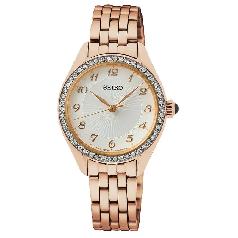 Seiko Quartz Sur396p1 White Dial Rose Gold Bracelet Women's Watch 1