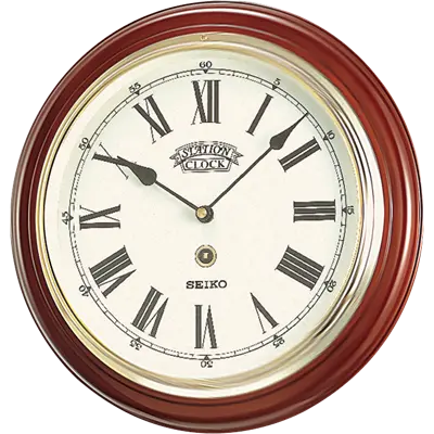 Seiko Qxa143b Dark Brown Wooden Battery Wall Clock 1