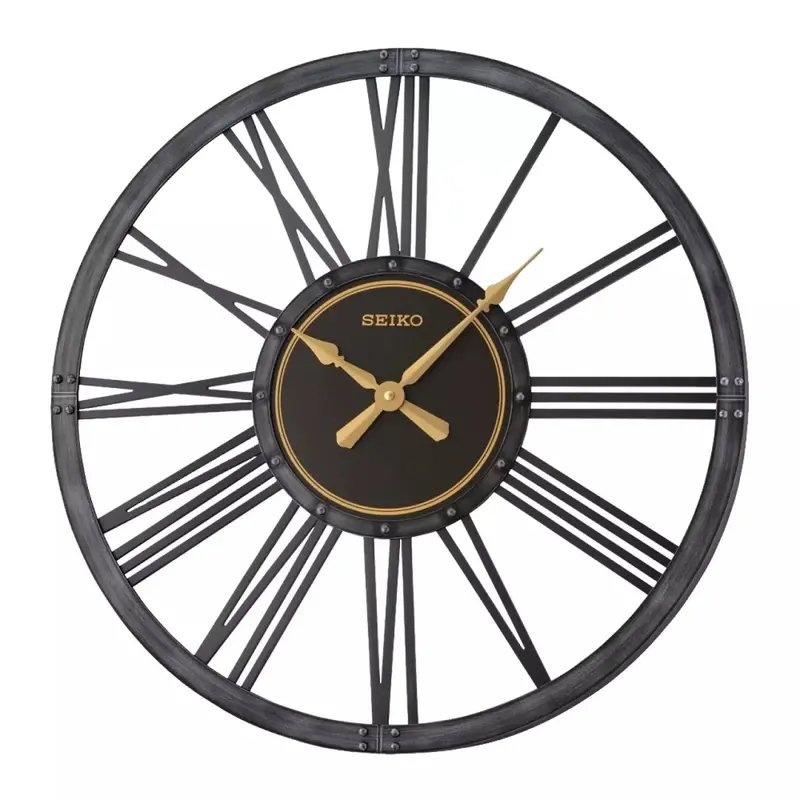 Seiko Qxa764kn Farmhouse Inspired Style Antique Black Wall Clock 1