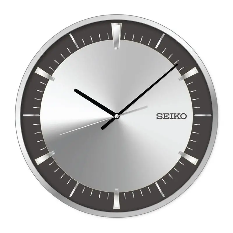 Seiko Qxa840s Quiet Sweep Movement Silver Wall Clock 1