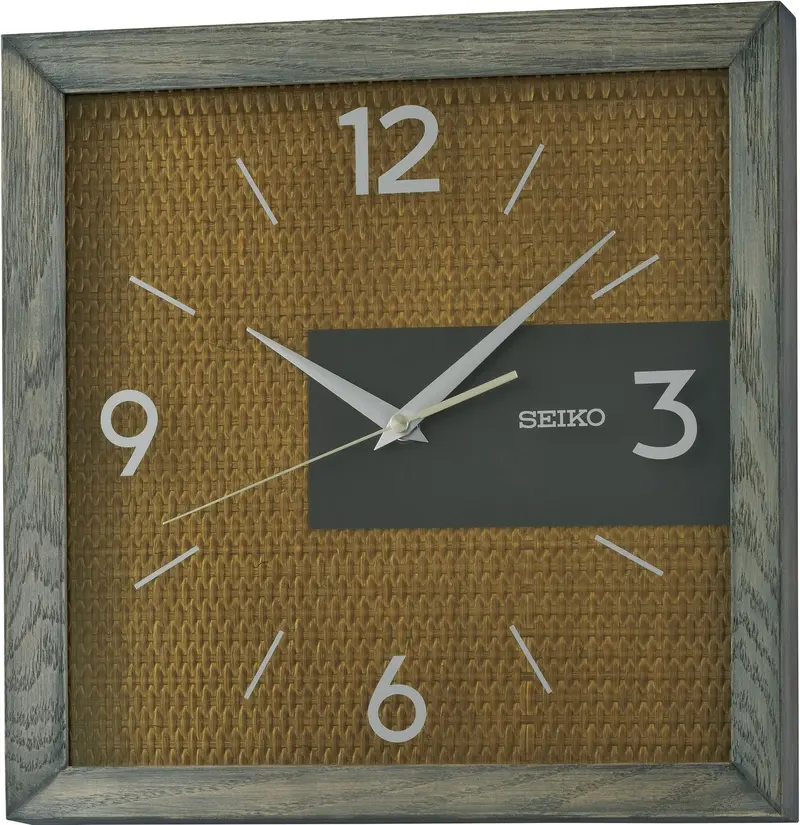 Seiko Qxa845n Gray Case Wooden Square Wall Clock 1