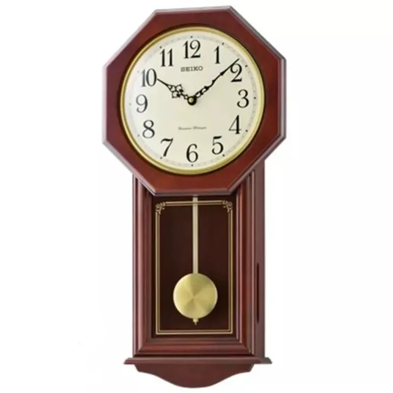 Seiko Qxh076bn Case Wooden Clock Pendulum Wall Chime 1
