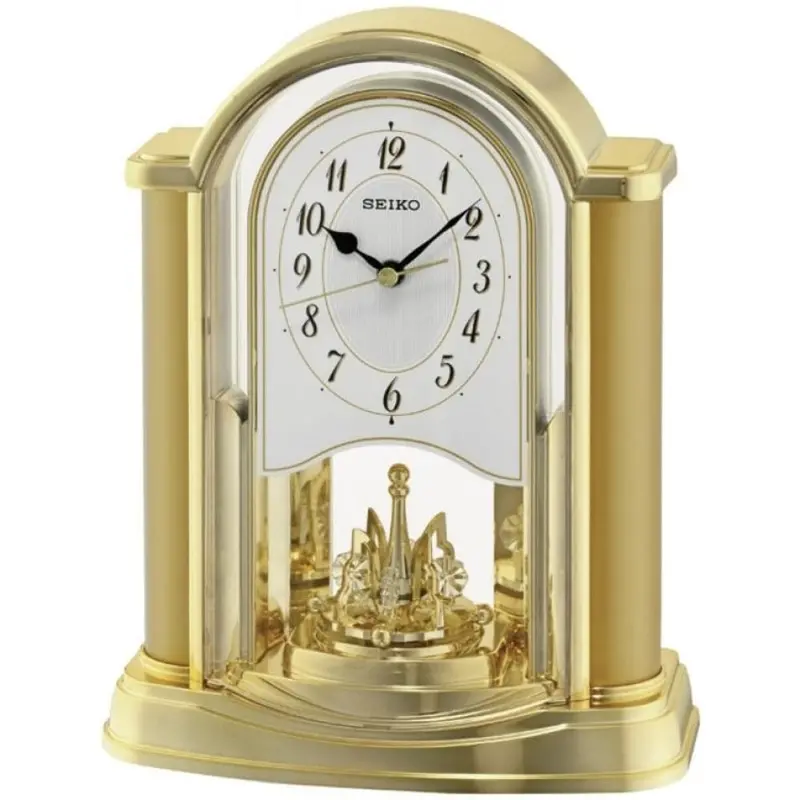 Seiko Qxn228g Rotating Pendulum Mantel Clock Gold 1
