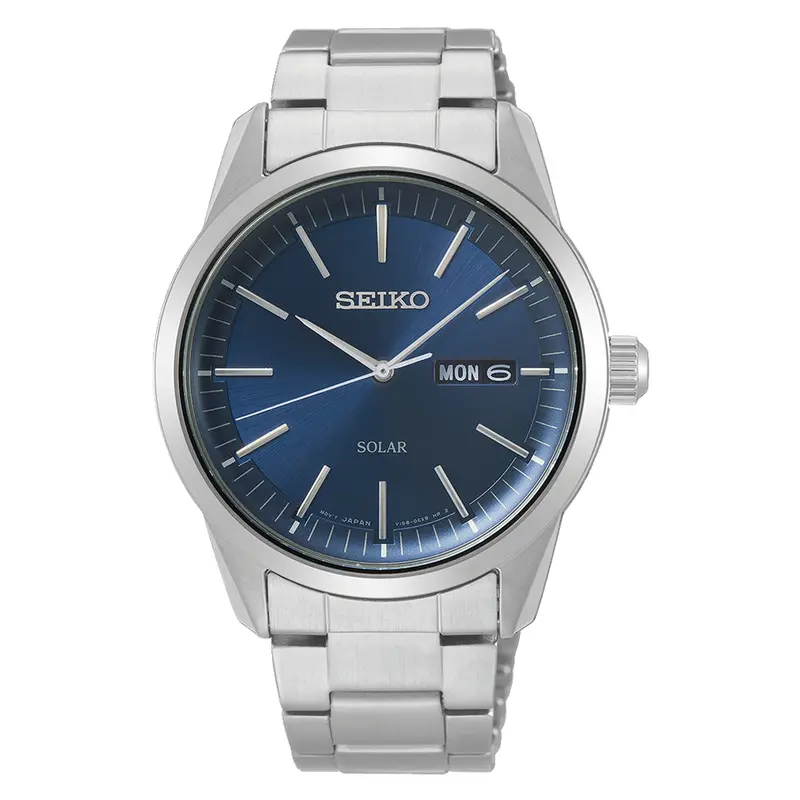 Seiko Solar Blue Dial Silver Stainless Steel Strap Men Watch Sne525p1p 1