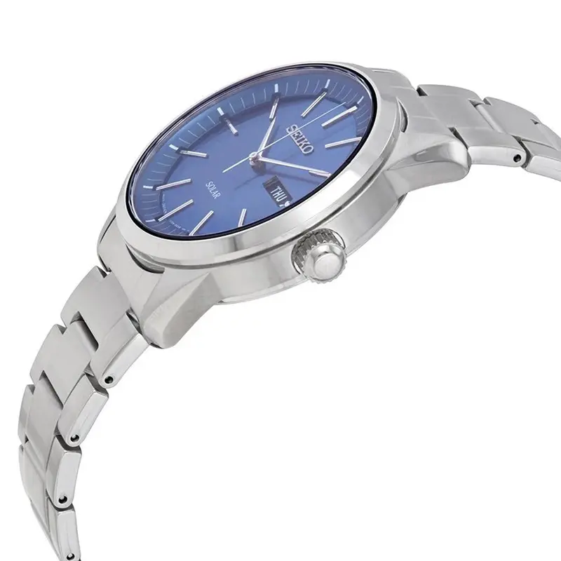 Seiko Solar Blue Dial Silver Stainless Steel Strap Men Watch Sne525p1p 2
