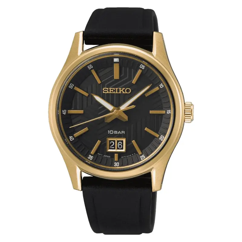 Seiko Sports Black Dial & Silicone Strap Men Watch Sur560p1 1