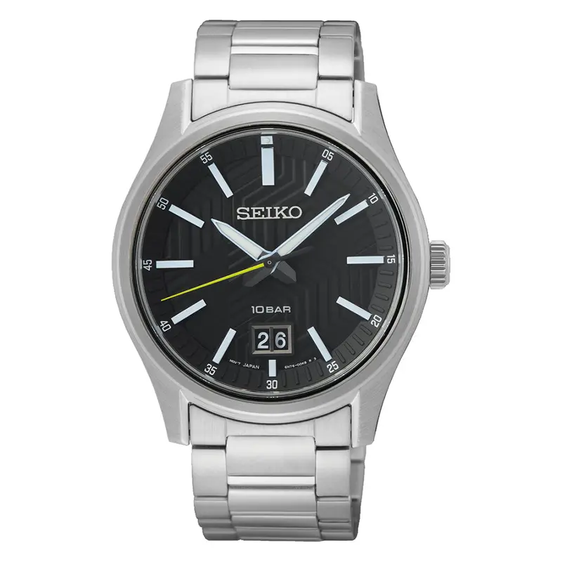 Seiko Sports Black Dial Stainless Steel Strap Men's Watch - Date Display | Sur535p1 1