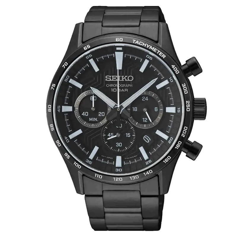 Seiko Ssb415p1 Black Dial Chronograph Stainless Steel Men's Quartz Watch 1