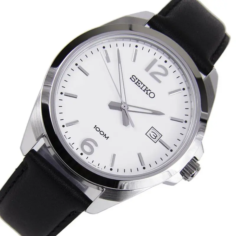 Seiko Sur213p1p Black Leather Men's Watch 2