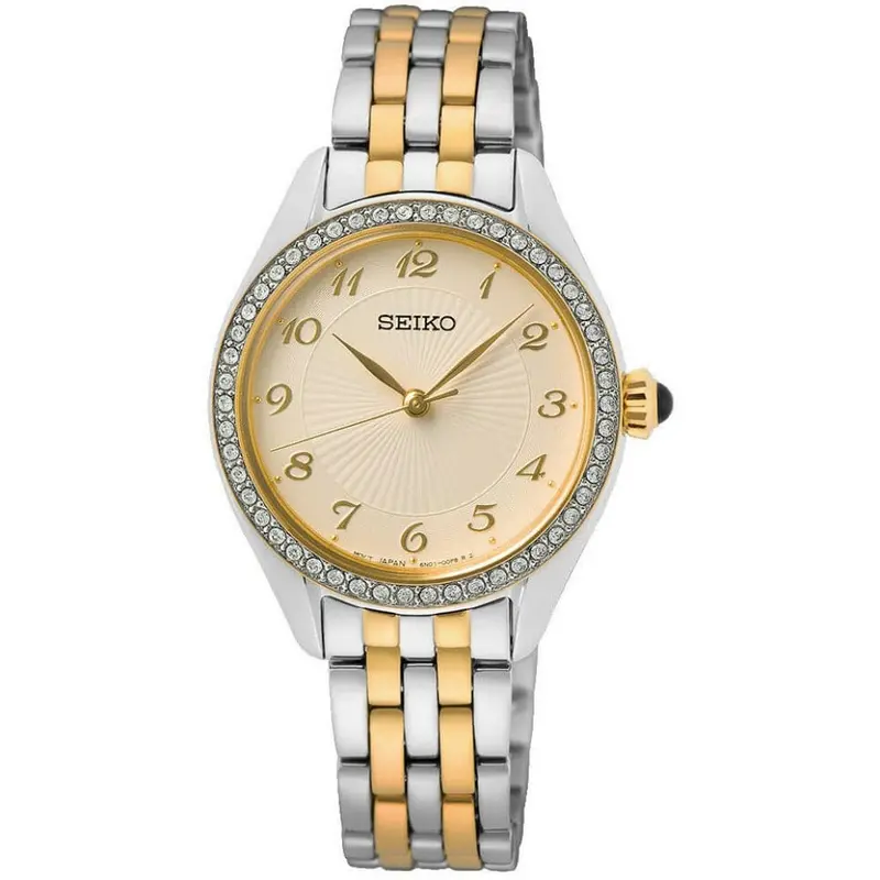 Seiko Sur480p1 Gold Dial Tow-Tone Stainless Steel Women Watch 1