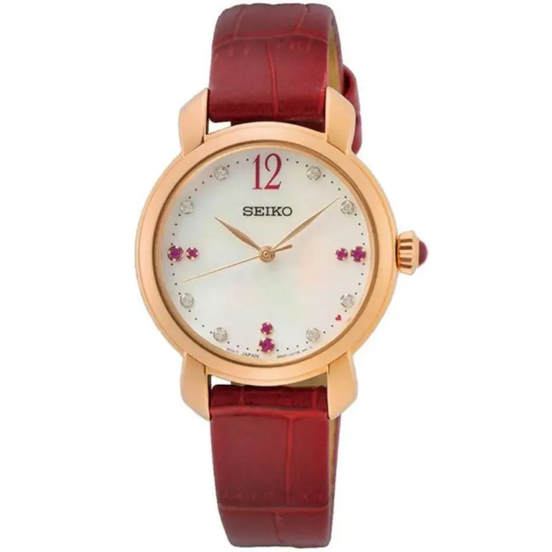 Seiko Sur502p1 Quartz Red Leather Women's Watch 1