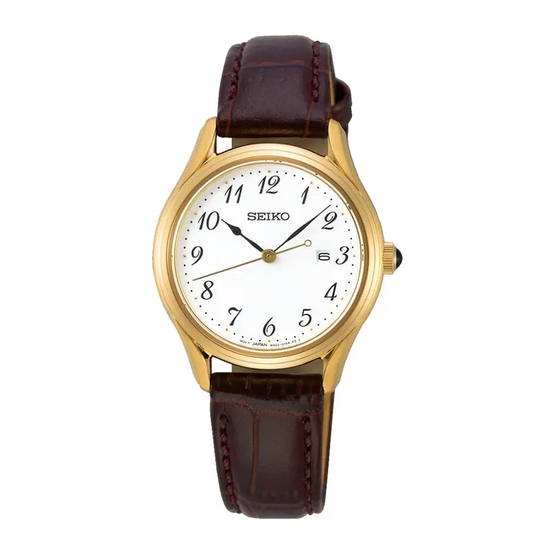 Seiko Sur638p1p White Dial Brown Strap Women's Watch 1