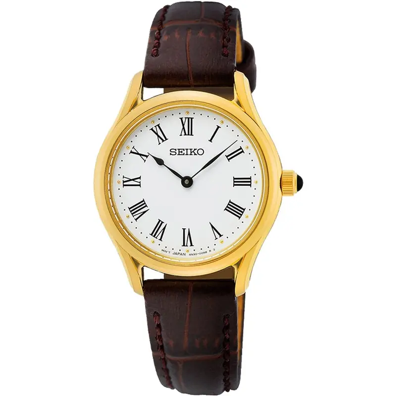 Seiko Swr072p1 Gold Case Brown Leather Women's Watch 1