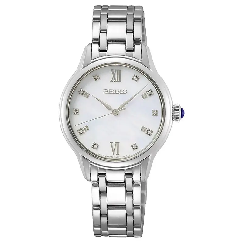 Seiko White And Silver Stainless Steel Strap Women Watch Srz537p1 1