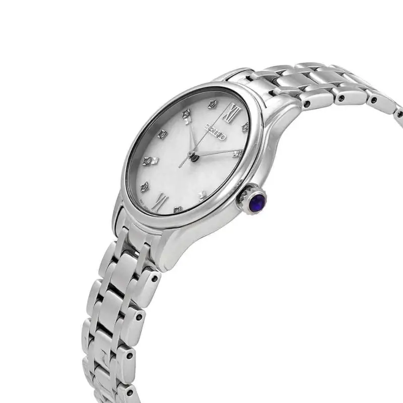 Seiko White And Silver Stainless Steel Strap Women Watch Srz537p1 2