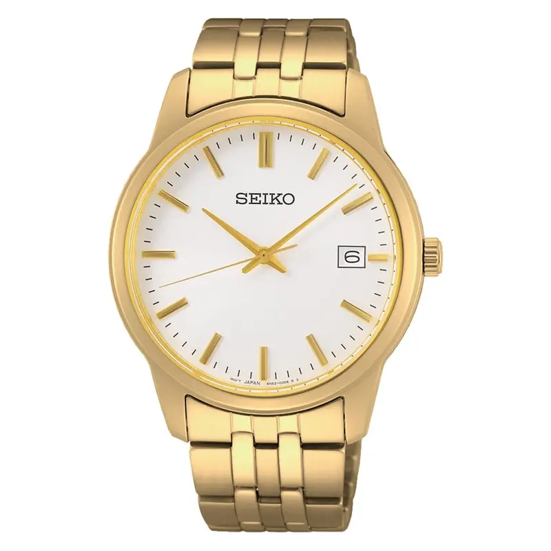 Seiko White Dial Gold Stainless Steel Strap Men Watch Sur404p1 1