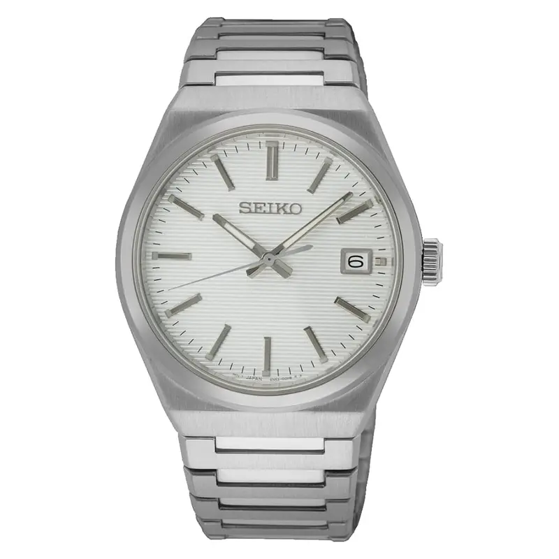 Seiko White Dial Silver Stainless Steel Strap Men Watch Sur553p1 1