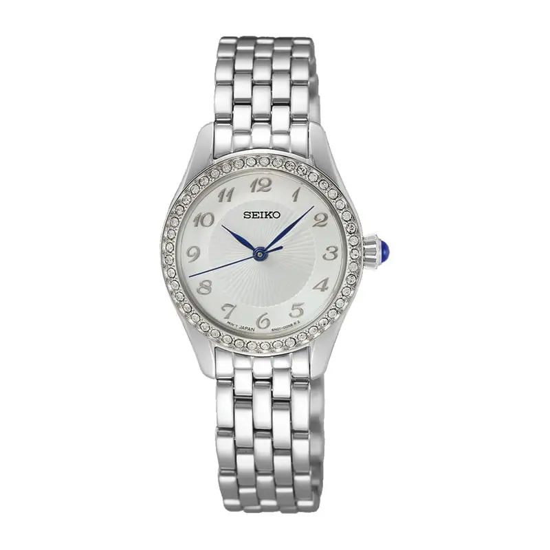 Seiko White Dial Silver Stainless Steel Strap Women Watch Sur385p1 1