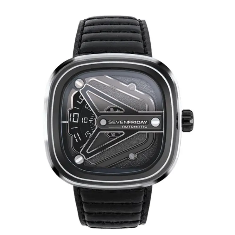 Sevenfriday Chrome Black Dial And Calf Skin Leather Strap Men Watch Sf-M3/08 1