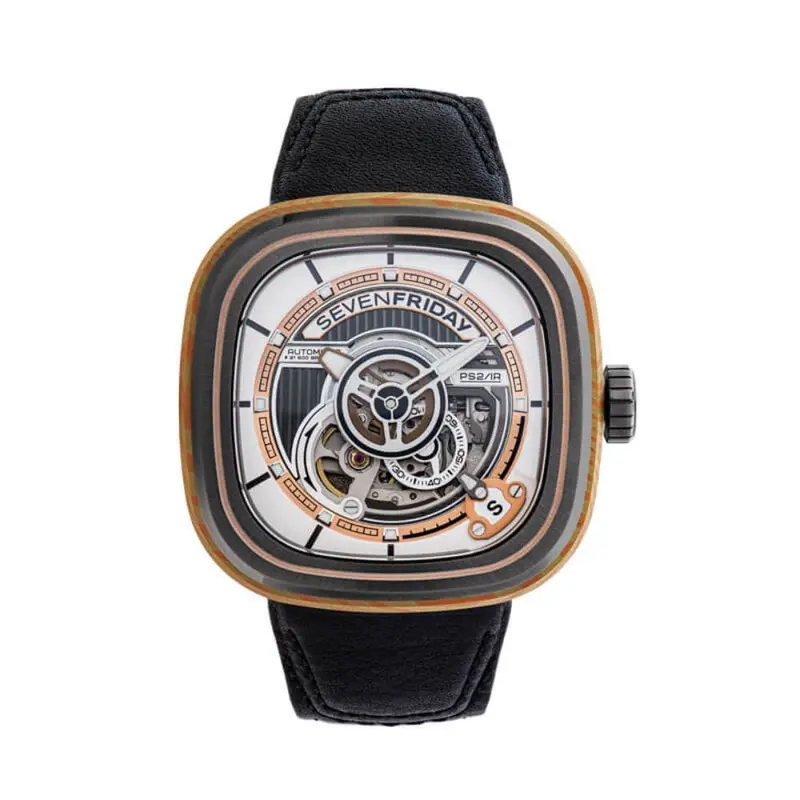 Sevenfriday Cuxedo Skeleton Dial Black Leather Strap Men Watch Sf-Ps2/02 1