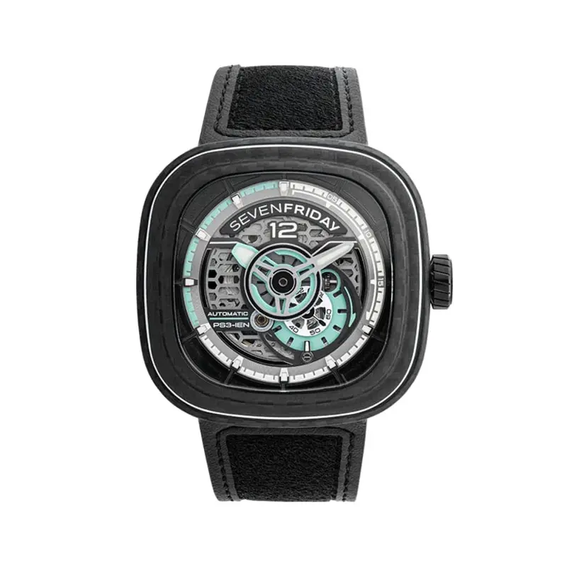Sevenfriday Jade Carbon Black Leather Strap Men Watch Sf-Ps3/01 1