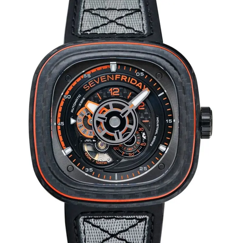 Sevenfriday Sf-P3c/09 Orange Carbon Men's Watch 1