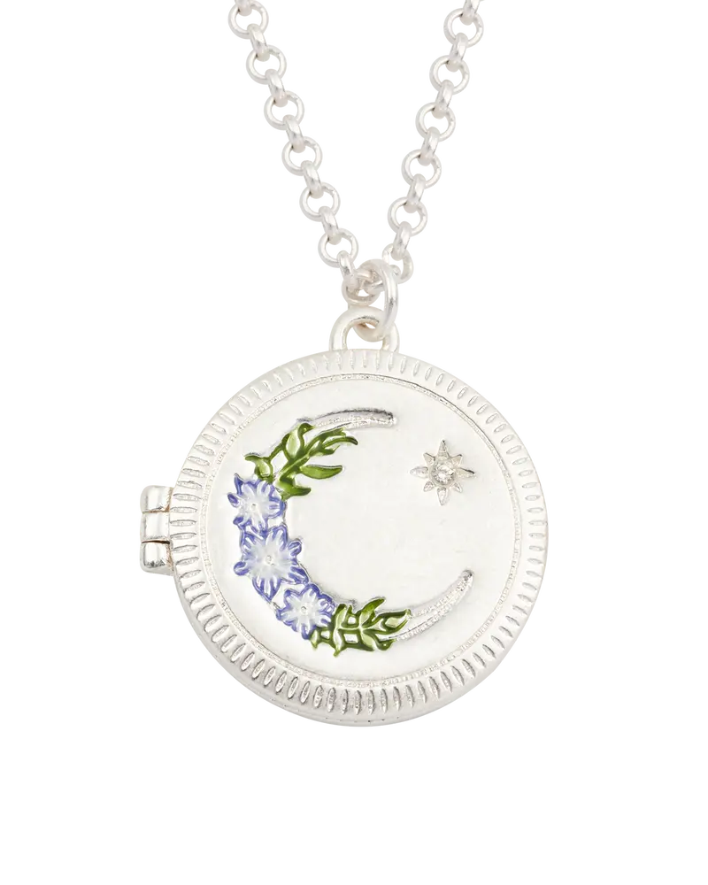Silver Nightshade Moon Locket Necklace 1
