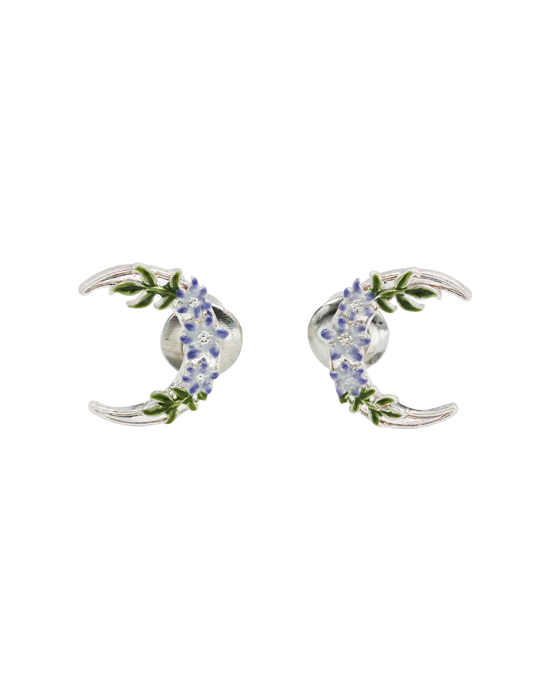 Silver Nightshade Moon Stud Earrings 1