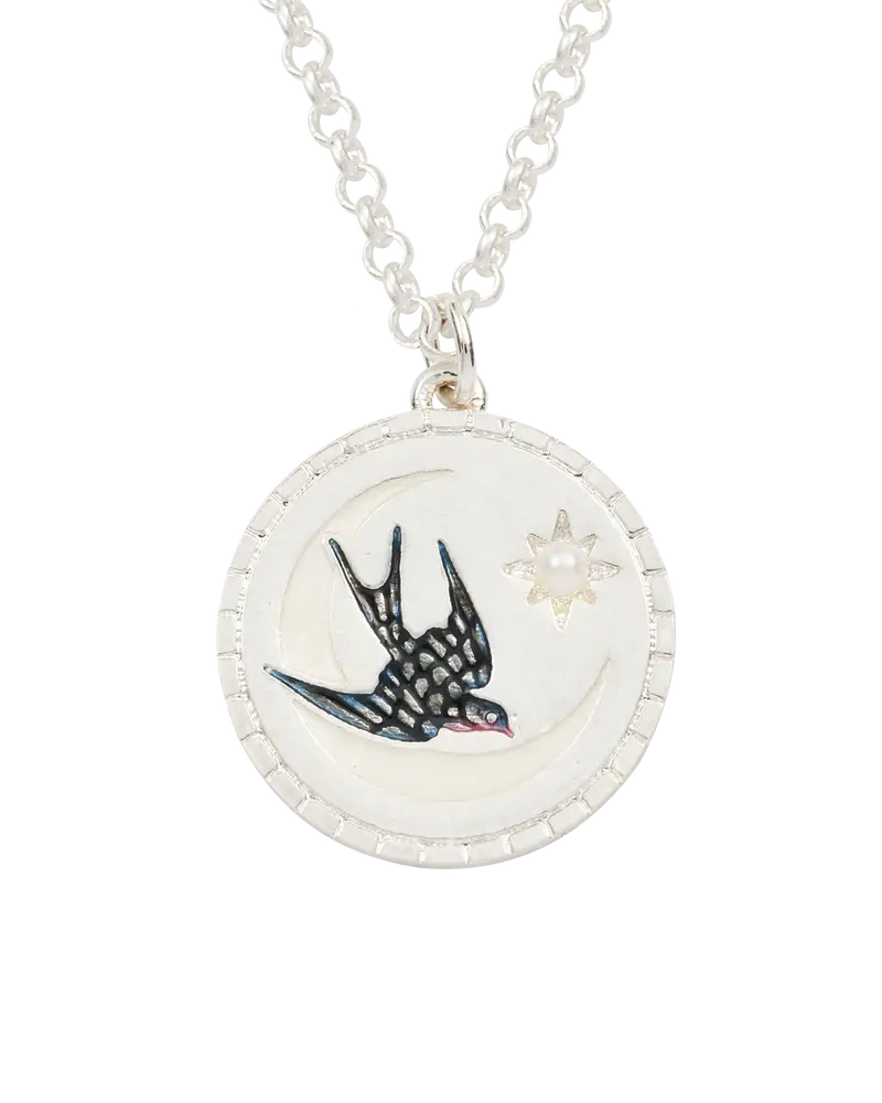 Silver Swallow Spirit Guide Pendant Necklace 1