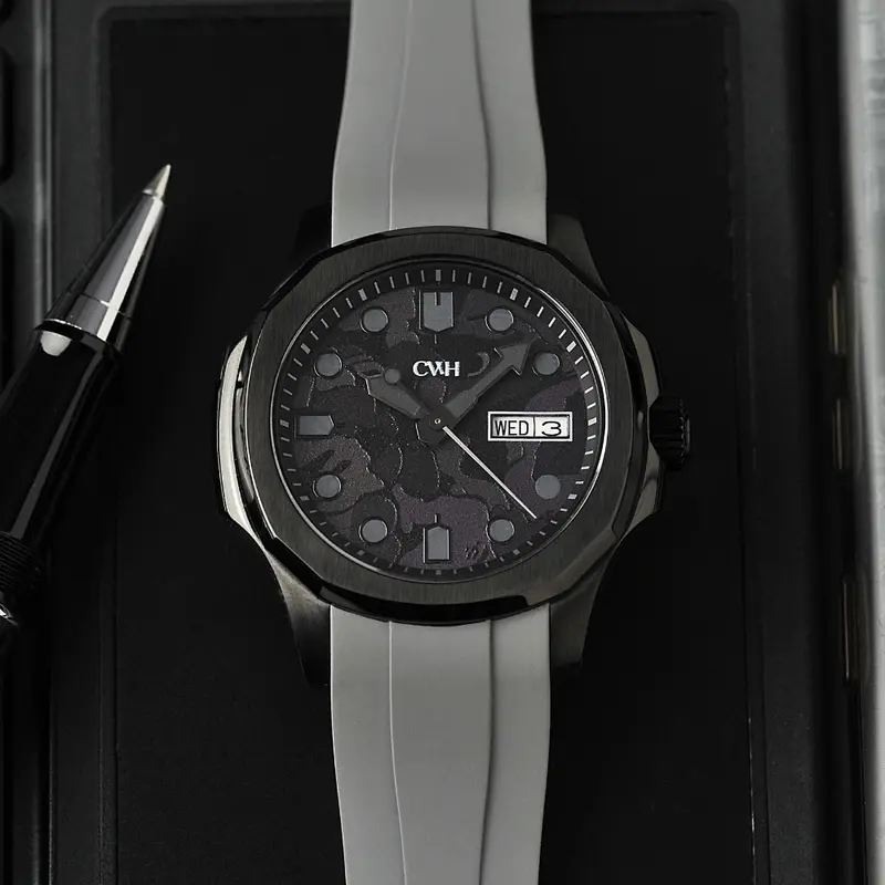 Stealth Vanguard -  Cwh Special Custom Gray Rubber Strap Men Watch Ch-Mod-M31 1