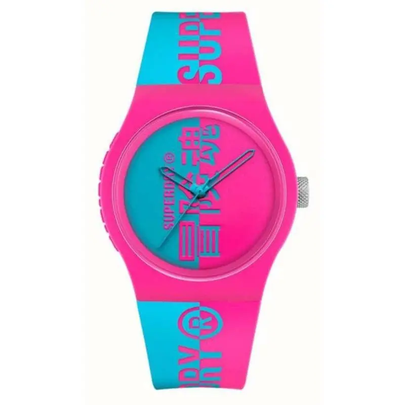 Superdry Syg346aup Pink Aqua Printed Silicone Women's Watch 1