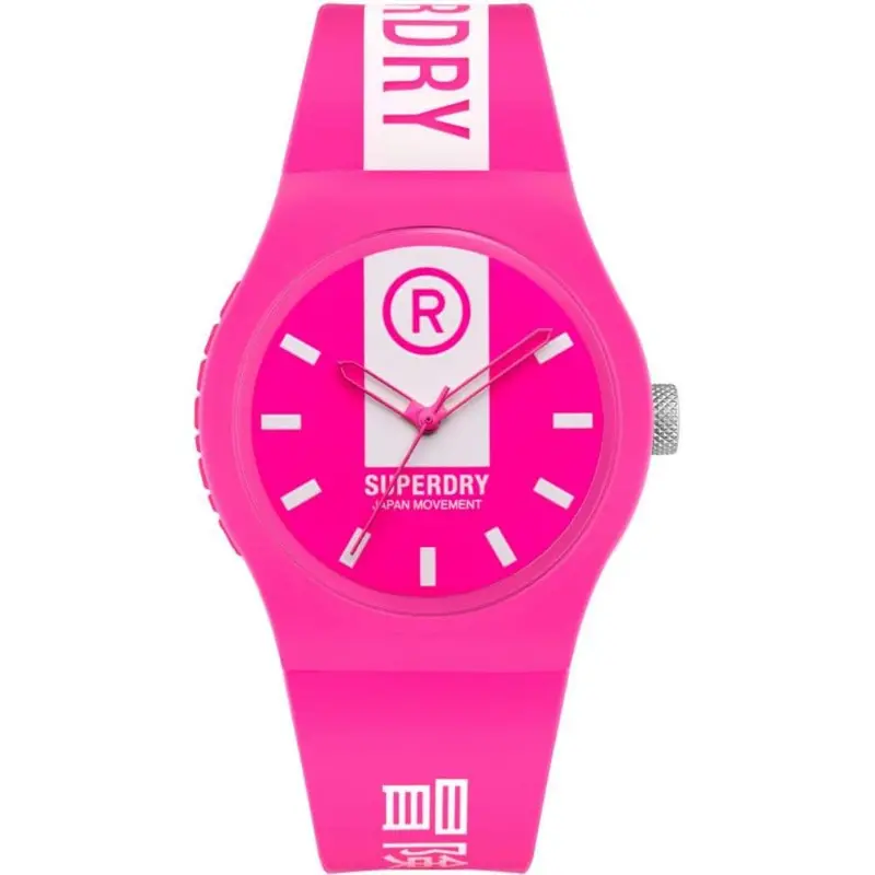 Superdry Syl348p Pink Resin Strap Women's Watch 1