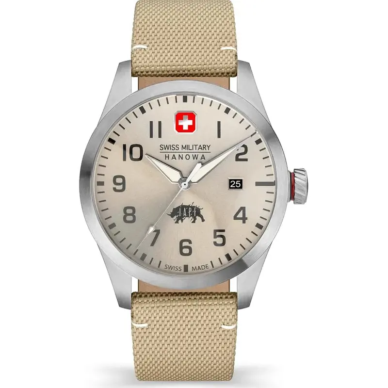 Swiss Military Hanowa Beige Nylon Strap Men Watch Smwgn2102301 1
