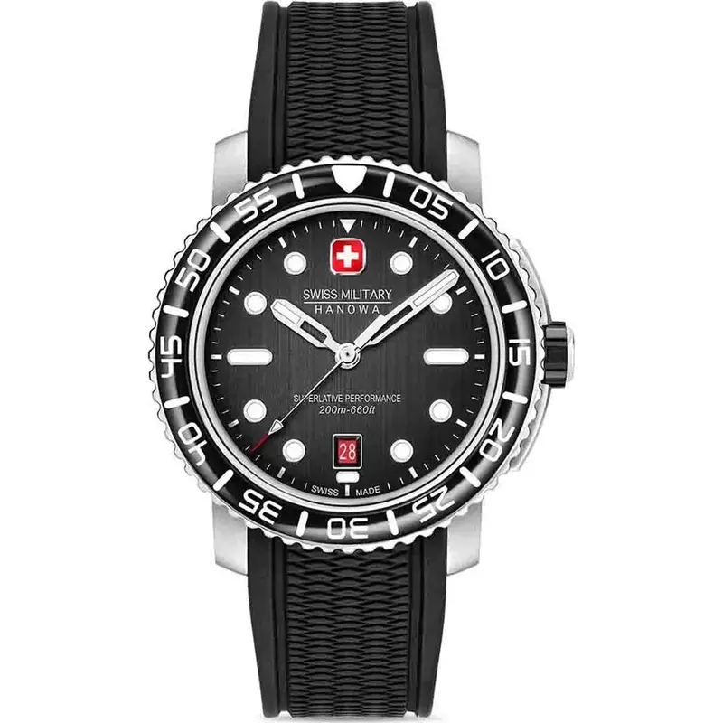 Swiss Military Hanowa Black Marlin Silicone Strap Men Watch Smwgn0001701 1