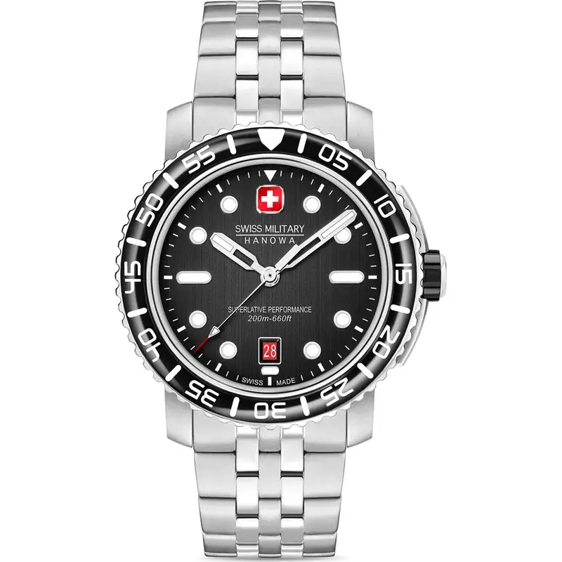 Swiss Military Hanowa Black Marlin Stainless Steel Strap Men Watch Smwgh0001702 1