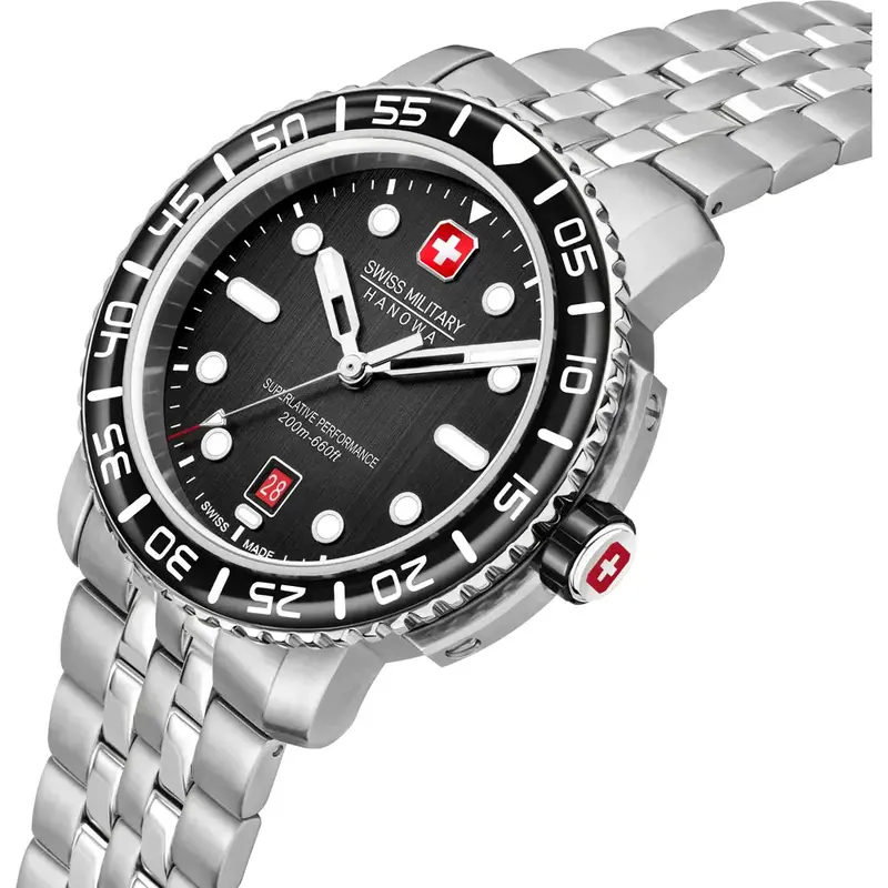 Swiss Military Hanowa Black Marlin Stainless Steel Strap Men Watch Smwgh0001702 2