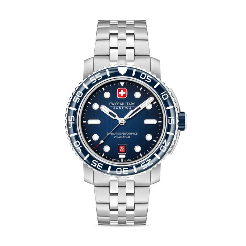 Swiss Military Hanowa Black Marlin Stainless Steel Strap Men Watch Smwgh0001703 1