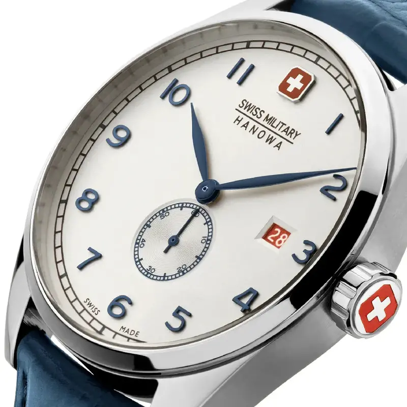 Swiss Military Hanowa Blue Leather Strap Men Watch Smwgb0000702 2