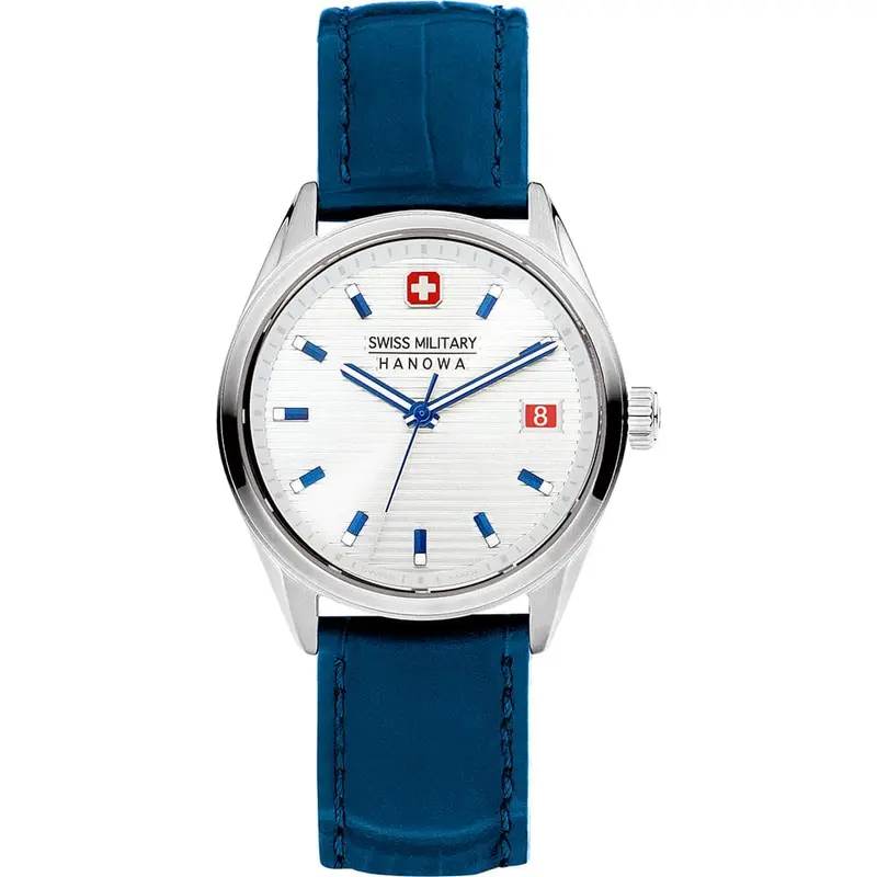 Swiss Military Hanowa Blue Leather Strap Women Watch Smwlb2200203 1