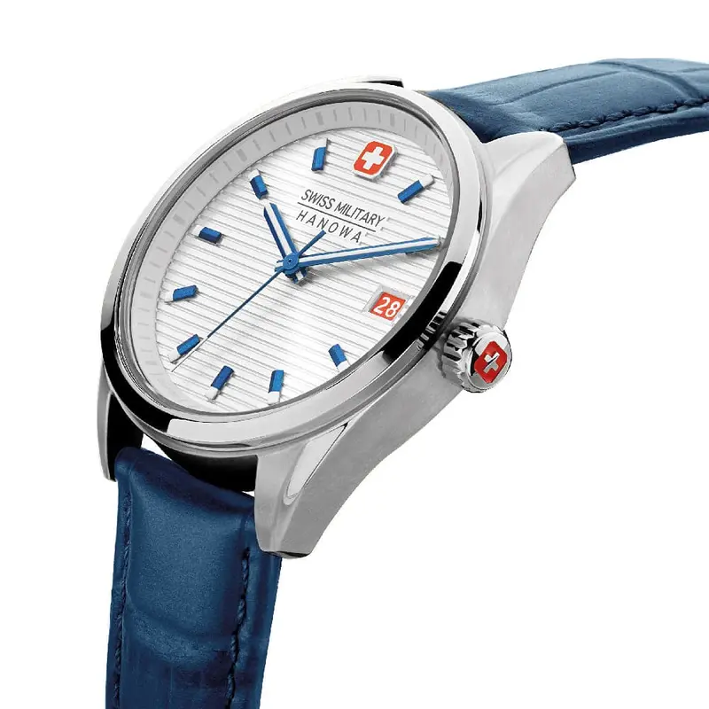 Swiss Military Hanowa Blue Leather Strap Women Watch Smwlb2200203 2