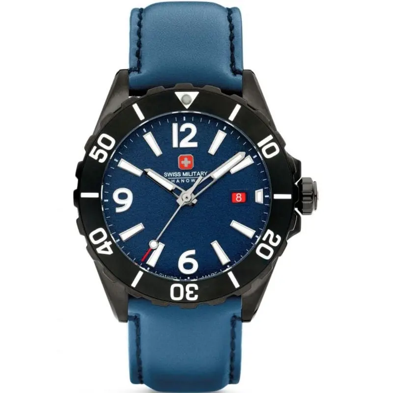 Swiss Military Hanowa Carbon Peak Blue Dial & Leather Strap Men Watch Smwgb0000250 1