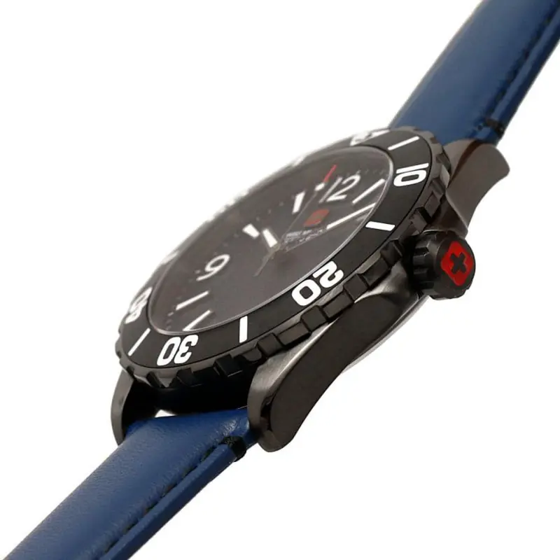 Swiss Military Hanowa Carbon Peak Blue Dial & Leather Strap Men Watch Smwgb0000250 2
