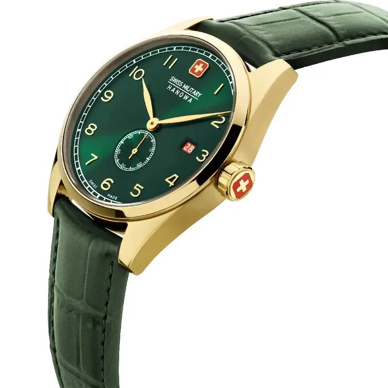 Swiss Military Hanowa Green Leather Strap Men Watch Smwgb0000710 2