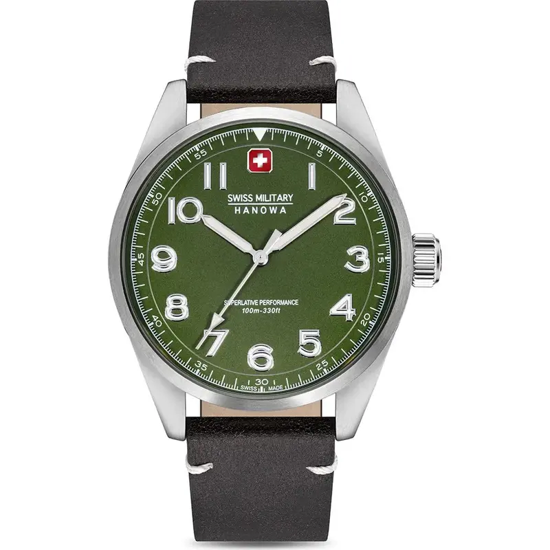 Swiss Military Hanowa Land Falcon Green Dial Gents Watch Smwga2100404 1